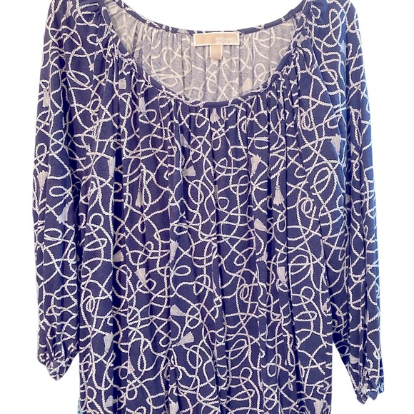 Michael Kors Womens Sz XL dark navy blue Nautical Blouse - Picture 8 of 13